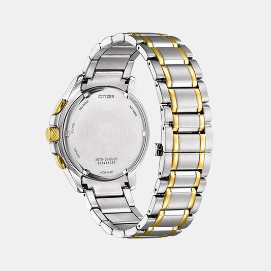 Citizen Eco-Drive Perpetual Calender Men Black Dial Chronograph Stainless Steel Watch BL8164-57E