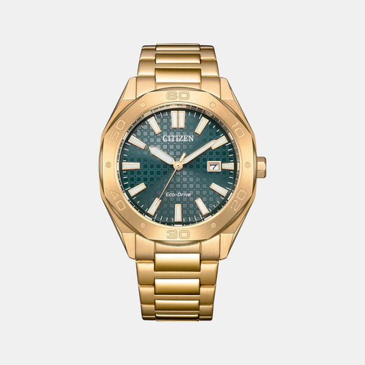 Citizen Eco-Drive Men Green Dial Analog Stainless Steel Band Watch BM7633-81X