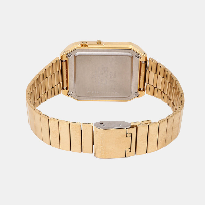 Vintage Unisex Quartz Gold Dial Digital Stainless Steel Watch C011