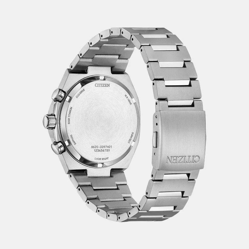 Citizen Zenshin Men Eco Drive Silver Dial Chronograph Titanium Watch CA4610-85A