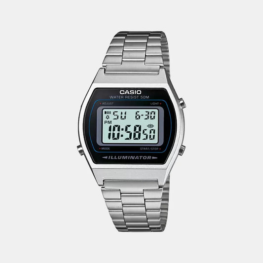 Casio Vintage Men Quartz Black Dial Digital Stainless Steel Watch D129