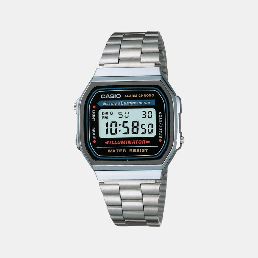 Casio Vintage Unisex Quartz Grey Dial Digital Stainless Steel Watch D131