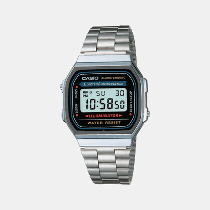 Casio Vintage Unisex Quartz Grey Dial Digital Stainless Steel Watch D131