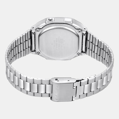 Casio Vintage Unisex Quartz Grey Dial Digital Stainless Steel Watch D131