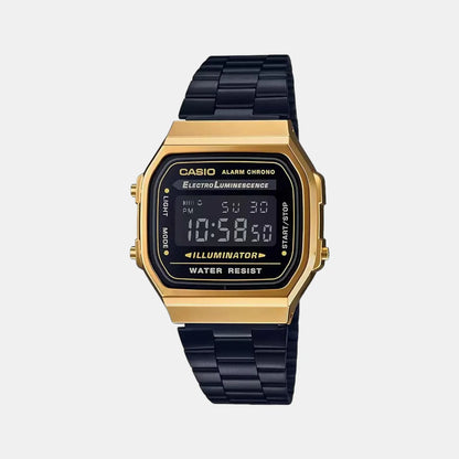 Casio Vintage Men Quartz Black Dial Digital Stainless Steel Watch D148