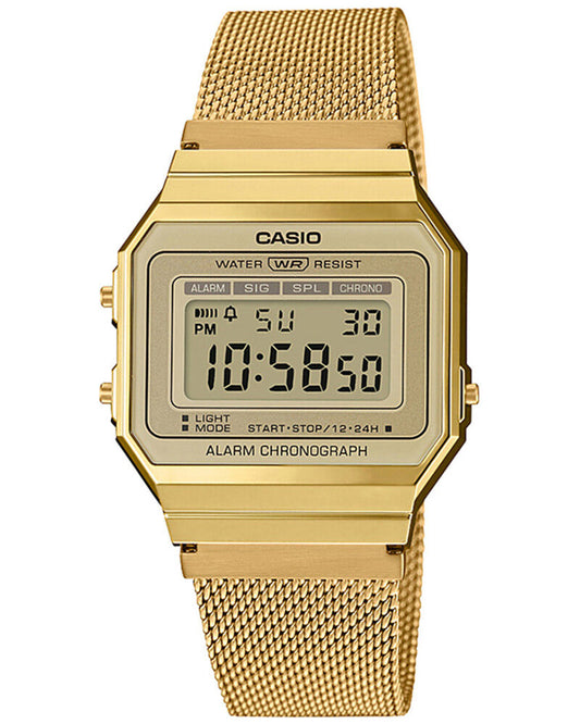 Vintage Unisex Quartz Gold Dial Digital Mesh Watch D171