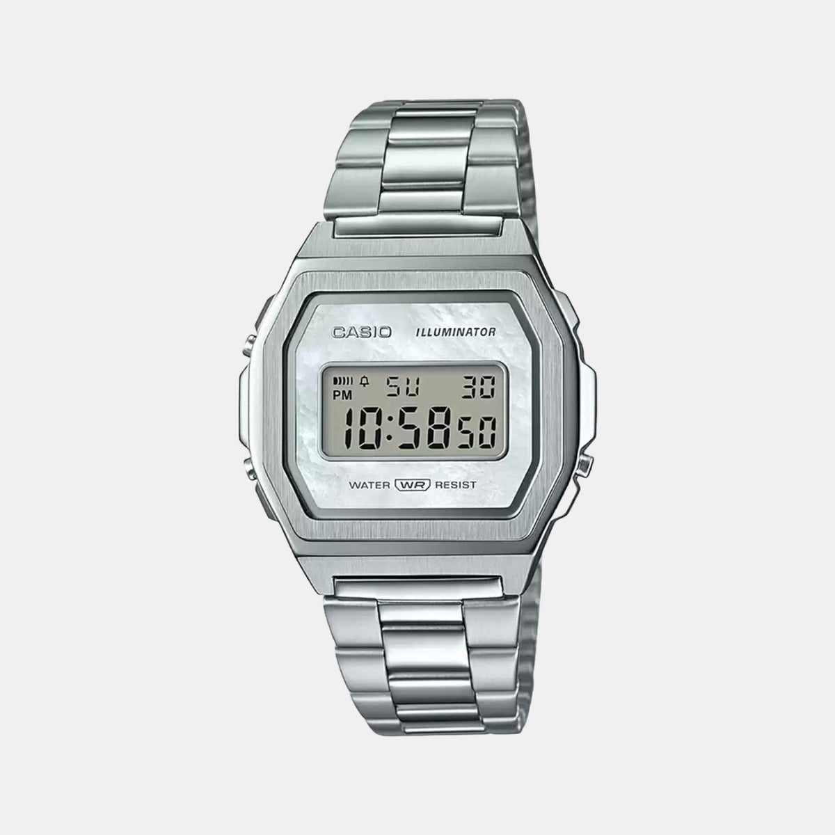 Vintage Unisex Quartz Silver Dial Digital Stainless Steel Watch D193