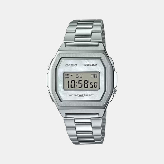 Vintage Unisex Quartz Silver Dial Digital Stainless Steel Watch D193
