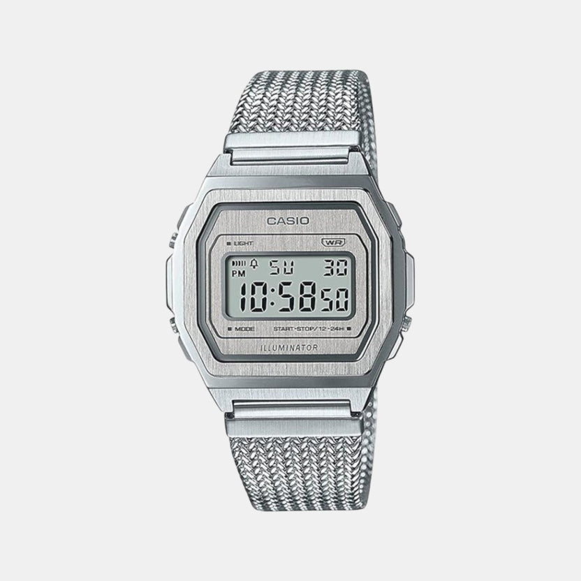 Vintage Unisex Quartz Silver Dial Digital Mesh Watch D278