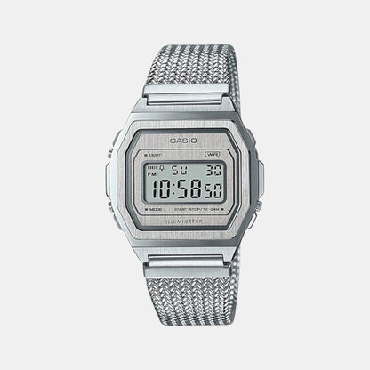Vintage Unisex Quartz Silver Dial Digital Mesh Watch D278