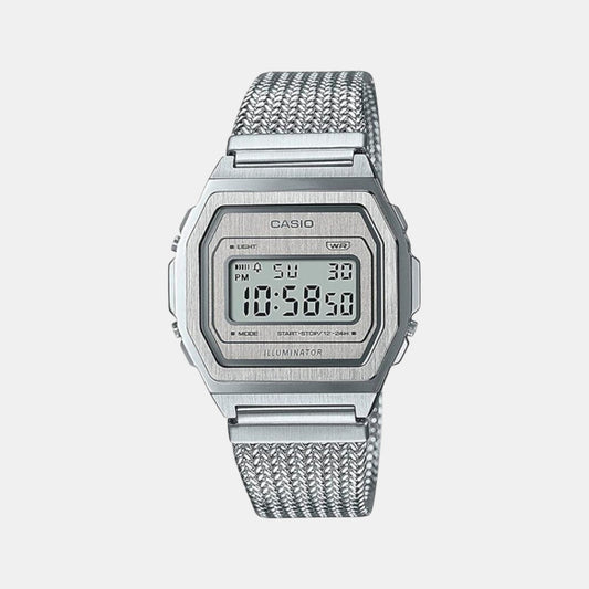 Vintage Unisex Quartz Silver Dial Digital Mesh Watch D278