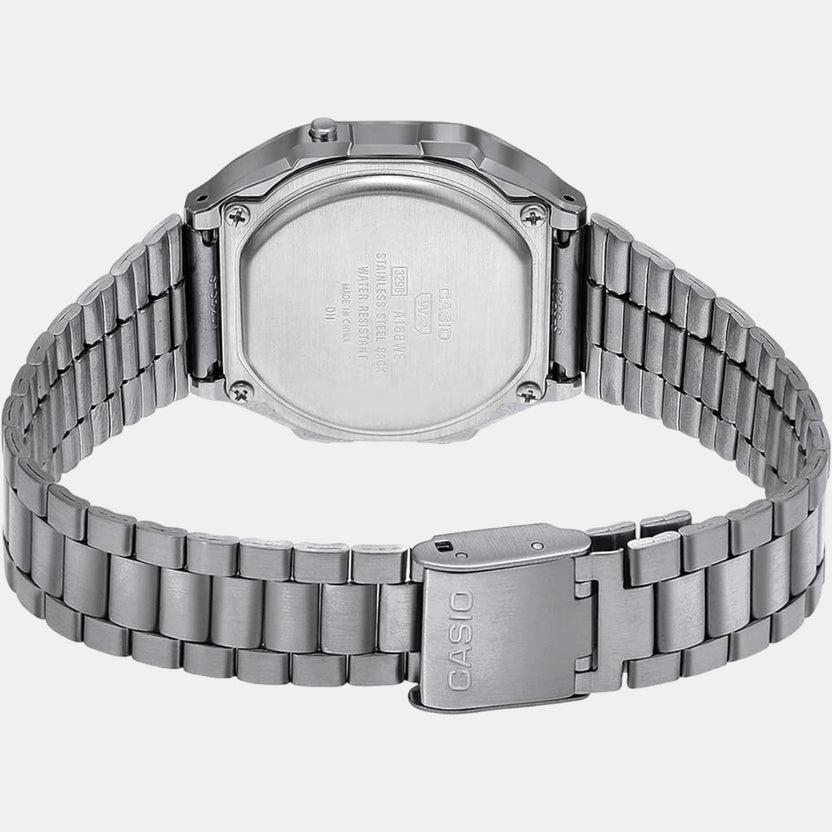 Vintage Unisex Quartz White Dial Digital Stainless Steel Watch D285