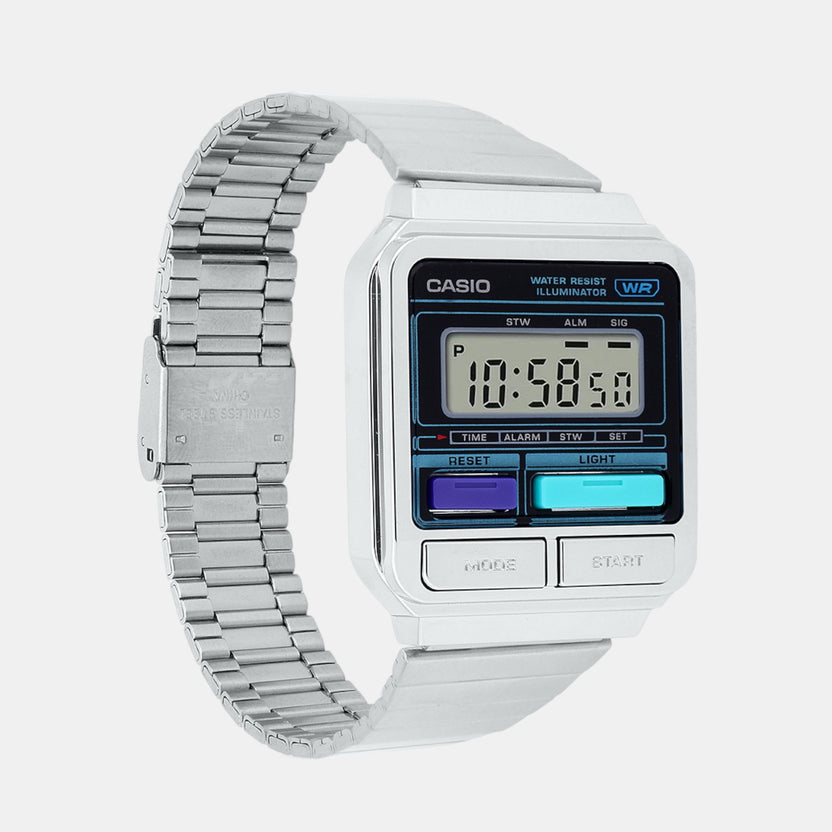 Vintage Unisex Quartz Silver Dial Digital Stainless Steel Watch D321