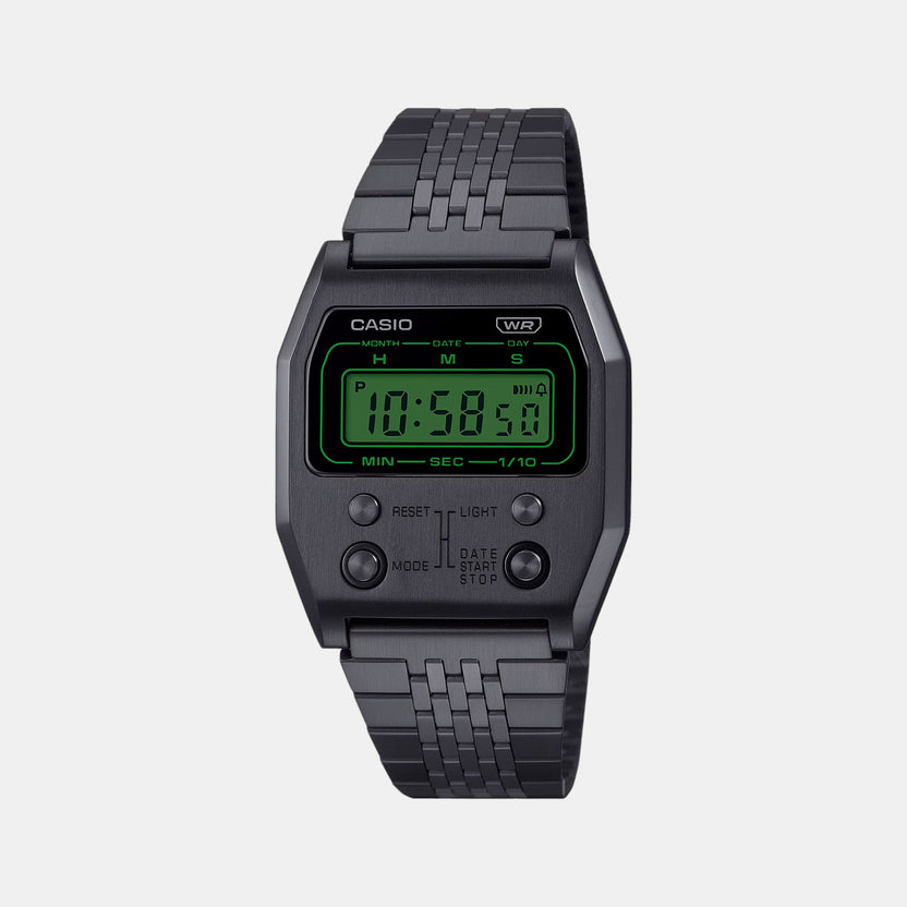 Vintage Unisex Quartz Black Dial Digital Stainless Steel Watch D325