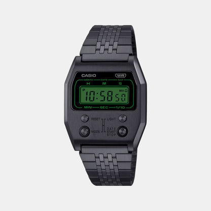 Vintage Unisex Quartz Black Dial Digital Stainless Steel Watch D325