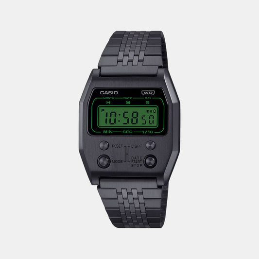 Vintage Unisex Quartz Black Dial Digital Stainless Steel Watch D325