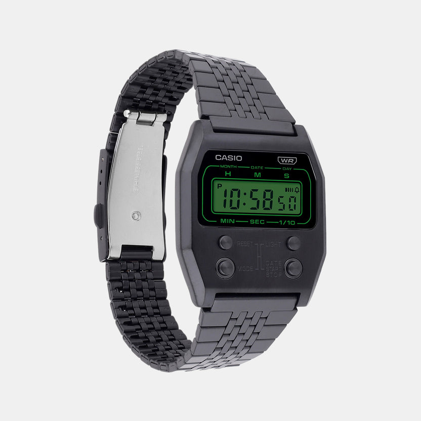 Vintage Unisex Quartz Black Dial Digital Stainless Steel Watch D325