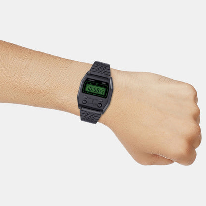 Vintage Unisex Quartz Black Dial Digital Stainless Steel Watch D325