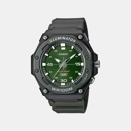 Casio Youth Men Quartz Green Dial Analog Resin Watch D357