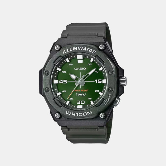 Casio Youth Men Quartz Green Dial Analog Resin Watch D357