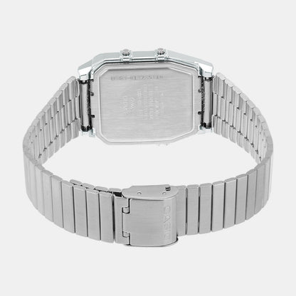 Vintage Unisex Quartz White Dial Analog-Digital Stainless Steel Watch D363