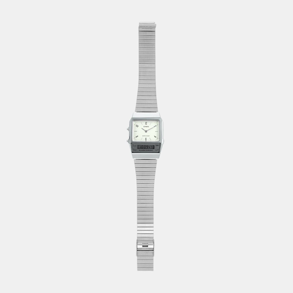 Vintage Unisex Quartz White Dial Analog-Digital Stainless Steel Watch D363