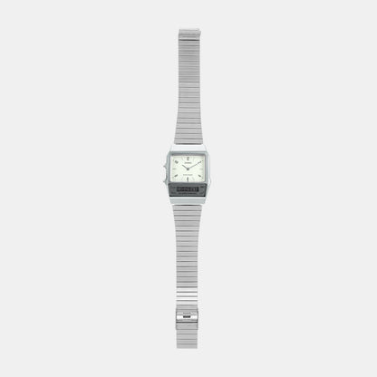 Vintage Unisex Quartz White Dial Analog-Digital Stainless Steel Watch D363