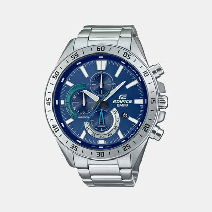 Casio Edifice Men Quartz Blue Dial Chronograph Stainless Steel Watch ED533