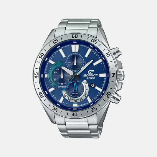 Casio Edifice Men Quartz Blue Dial Chronograph Stainless Steel Watch ED533