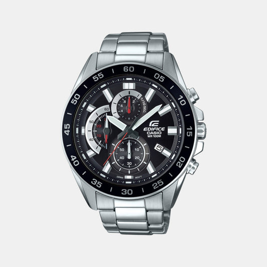 Edifice Men Quartz Black Dial Analog Stainless Steel Watch ED554