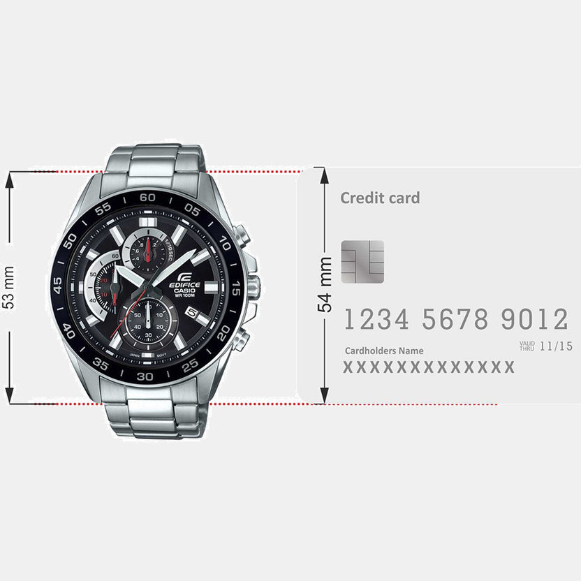 Edifice Men Quartz Black Dial Analog Stainless Steel Watch ED554