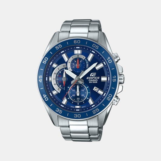 Edifice Men Quartz Blue Dial Analog Stainless Steel Watch ED555