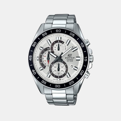 Edifice Men Quartz White Dial Chronograph Stainless Steel Watch ED556