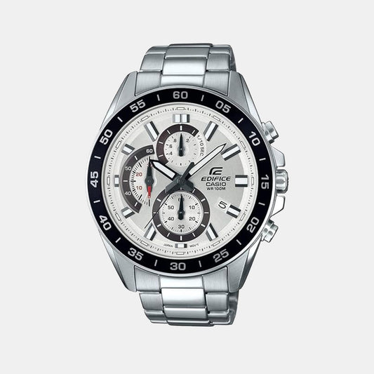 Edifice Men Quartz White Dial Chronograph Stainless Steel Watch ED556