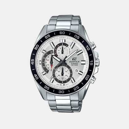 Casio Edifice Men Quartz White Dial Chronograph Stainless Steel Watch ED556