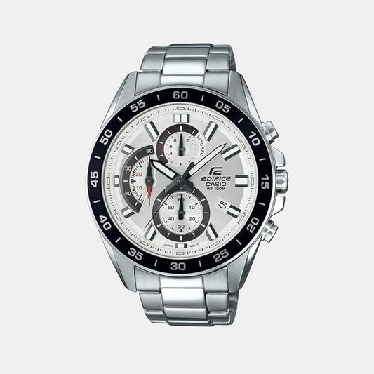 Casio Edifice Men Quartz White Dial Chronograph Stainless Steel Watch ED556
