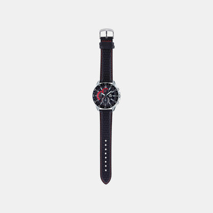 Edifice Men Quartz Black Dial Chronograph Leather Watch ED557