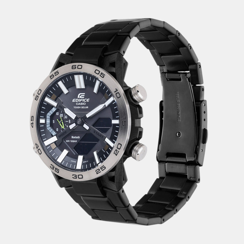 Edifice Men Solar Black Dial Analog-Digital Stainless Steel Watch ED609