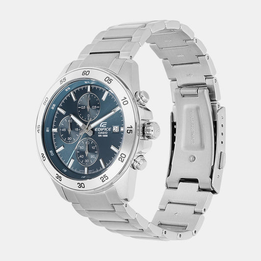 Edifice Men Quartz Blue Dial Multi-Function Stainless Steel Watch ED613