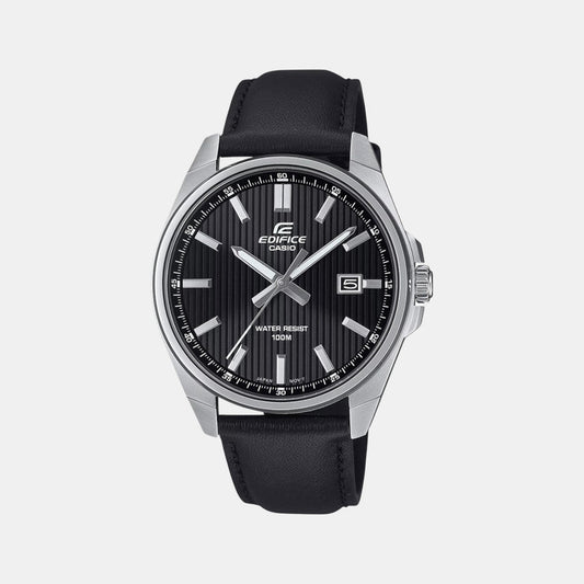 Edifice Men Quartz Black Dial Analog Leather Watch ED621