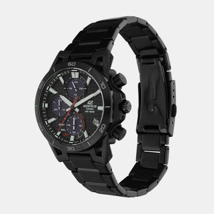 Edifice Men Solar Black Dial Chronograph Stainless Steel Watch ED629