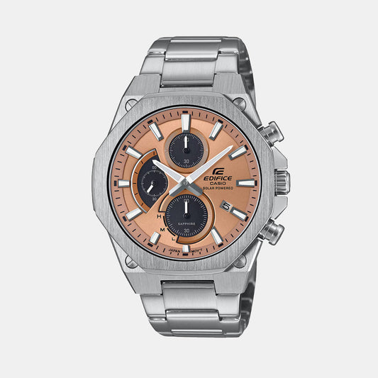 Edifice Men Quartz Orange Dial Chronograph Stainless Steel Watch ED644
