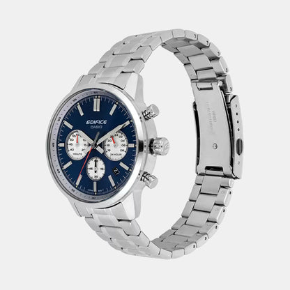 Edifice Men Quartz Blue Dial Multi-Function Stainless Steel Watch ED656