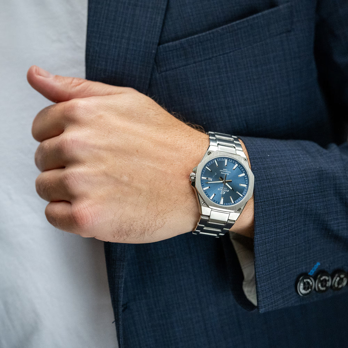 Edifice Men Quartz Blue Dial Analog Stainless Steel Watch ED602