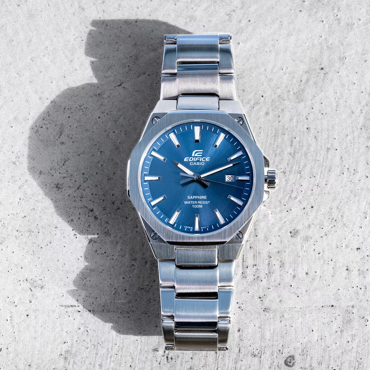 Edifice Men Quartz Blue Dial Analog Stainless Steel Watch ED602