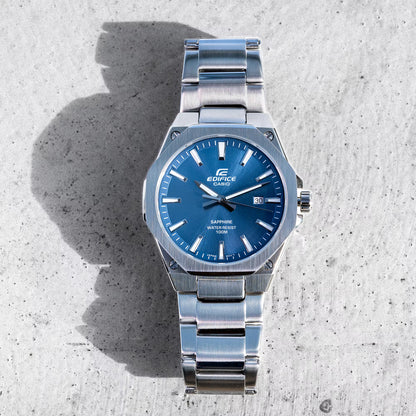 Edifice Men Quartz Blue Dial Analog Stainless Steel Watch ED602