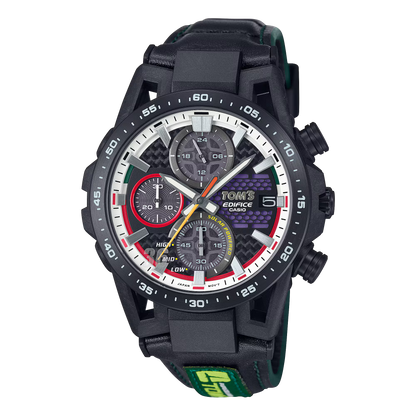 Edifice Men Quartz Black Dial Chronograph Leather Watch ED632