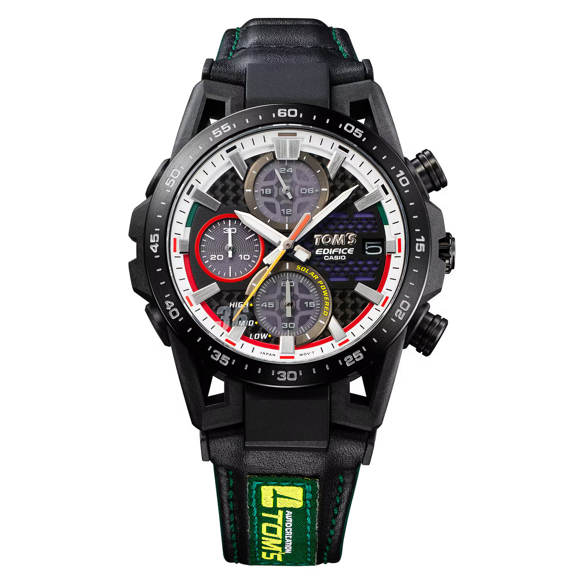 Edifice Men Quartz Black Dial Chronograph Leather Watch ED632