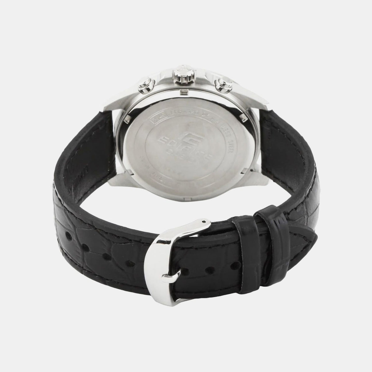 Edifice Men Quartz Black Dial Chronograph Leather Watch EX096