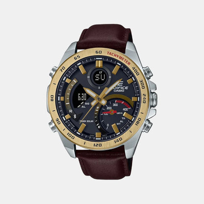 Casio Edifice Men Quartz Black Dial Analog-Digital Leather Watch EX530